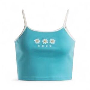 Roxy Vintage Cropped Tank — Blue Cotton Y2K Surf — Women’s Medium (BNWT)